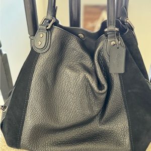 VINTAGE Coach Black Leather Tote Bag